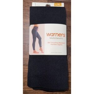 Warner's Women's Seamless Twill Shaping‎ Legging L/XL Black Nylon Pull-On Solid